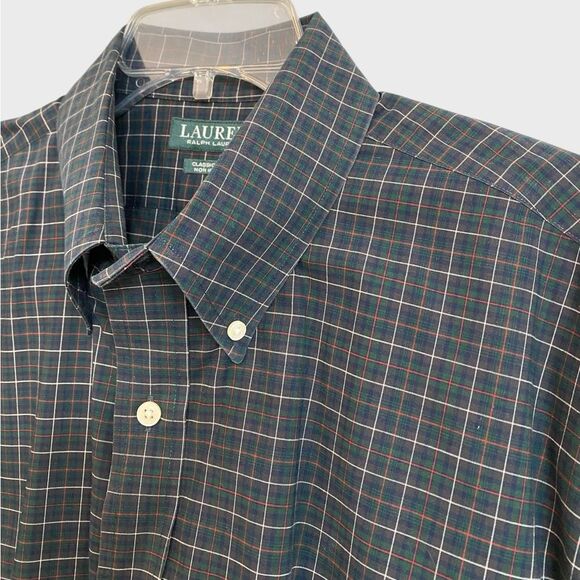 Lauren Ralph Lauren Classic Fit Button Down Shirt Men's Sz 17.5 34/35 Green Blue - Picture 6 of 15